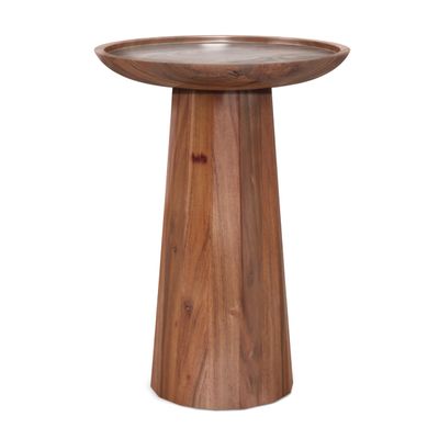 SIMPLIHOME Dayton End Table - 13 inch Wide Solid Acacia Wood Round Accent Table in Light Cognac, Handcrafted Contemporary Nightstand or Lamp Stand for Living Room with Textured Finish, Assembled