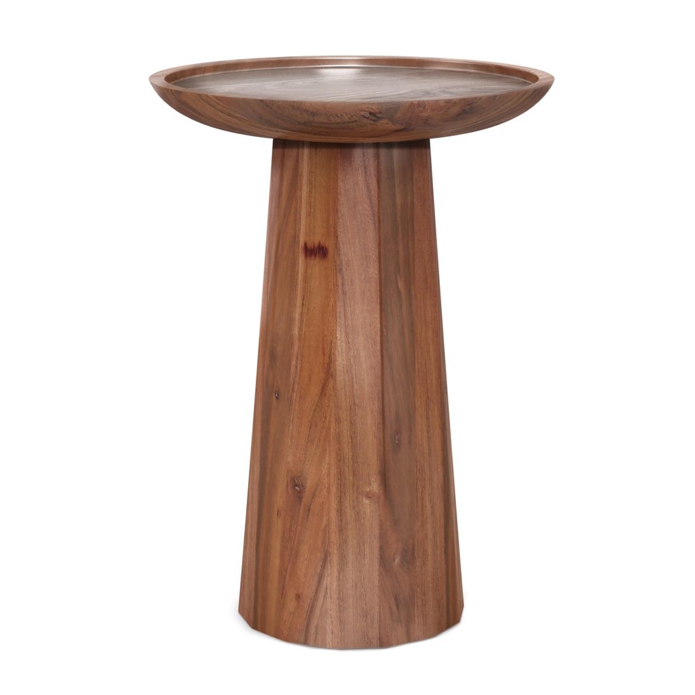 SIMPLIHOME Dayton End Table - 13 inch Wide Solid Acacia Wood Round Accent Table in Light Cognac, Handcrafted Contemporary Nightstand or Lamp Stand for Living Room with Textured Finish, Assembled