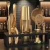 Highball & Chaser Bartender Kit with Black Bamboo Stand Beautiful Cocktail Shaker Set and Bar Tools Stainless Steel Boston Shaker Bartender Kit with Stand (Antique Gold) view 2