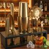 Highball & Chaser Bartender Kit with Black Bamboo Stand Beautiful Cocktail Shaker Set and Bar Tools Stainless Steel Boston Shaker Bartender Kit with Stand (Antique Gold) view 3