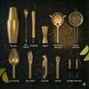 Highball & Chaser Bartender Kit with Black Bamboo Stand Beautiful Cocktail Shaker Set and Bar Tools Stainless Steel Boston Shaker Bartender Kit with Stand (Antique Gold) view 4