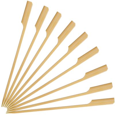 Minisland Premium 7 Inch Square Large Bamboo Paddle Skewers for Appetizers Fruit Kabobs Sandwiches BBQ Grill Food Sticks 3mm Thick 100 Counts -MSL163