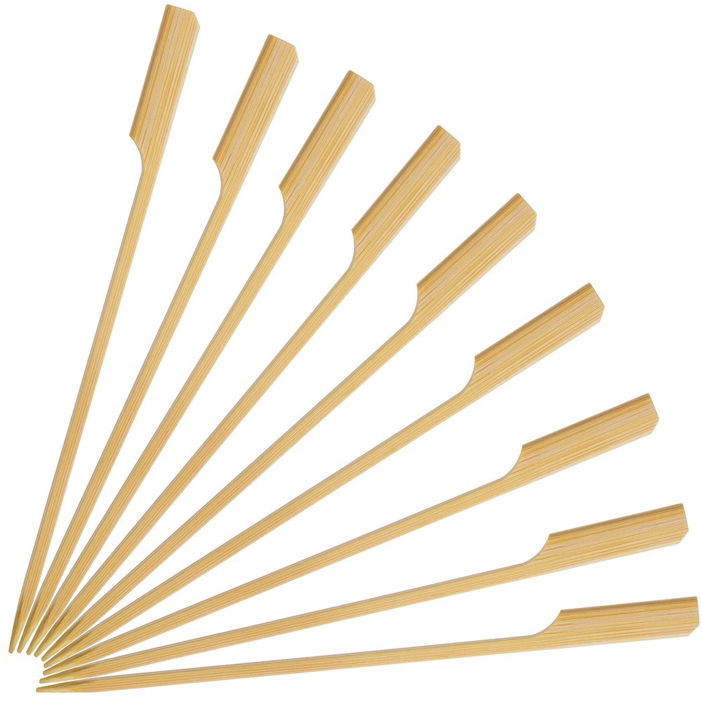 Minisland Premium 7 Inch Square Large Bamboo Paddle Skewers for Appetizers Fruit Kabobs Sandwiches BBQ Grill Food Sticks 3mm Thick 100 Counts -MSL163