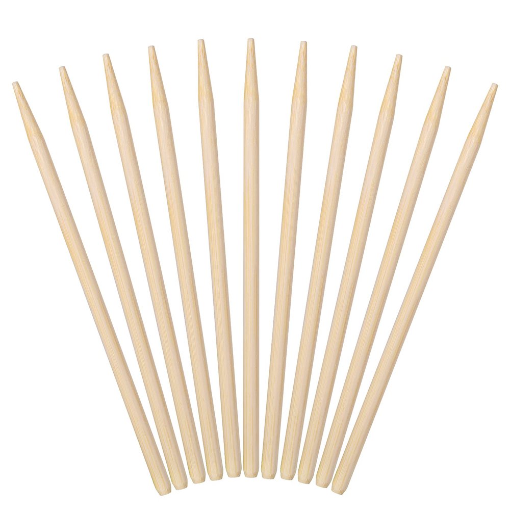 Minisland Premium 5.5 Inch Bamboo Skewers 5mm Thick Short Semi-point Caramel Candy Apple Corn Dog Sticks 100 Counts -MSL168