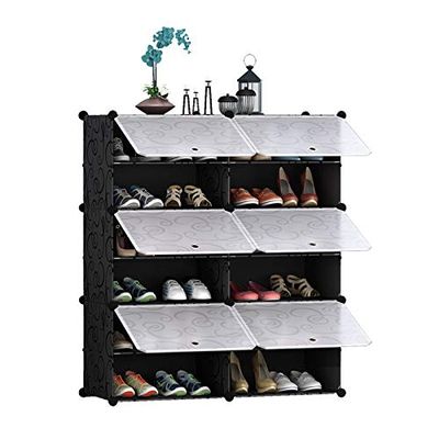 CHHD Multifunctional Shoe Cabinet Simple Plastic Dust-Proof Shoe Rack DIY Large Capacity Multi-Layer Assembly Storage Organizer for Hallway Entryway Bedroom Living Room Office Balcony Wardrobe