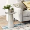 SIMPLIHOME Dayton End Table - 13 inch Wide Solid Mango Wood Round Accent Table in White Wash, Handcrafted Contemporary Nightstand or Lamp Stand for Living Room with Textured Finish, Assembled view 2