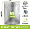 30 Mylar Bags for Food Storage 1 Gallon - Extra Thick 15 Mil - Long Term & Food Grade - Mylar Bags with Oxygen Absorbers 400cc- Zipper, Resealable, Stand-up Gousset - Bolsas Mylar con Abosrbentes view 2
