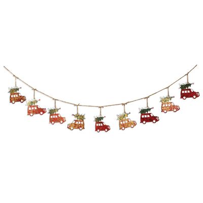 6 Foot Christmas Metal Truck Garland - Burlap Ties
