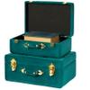 Vintiquewise Decorative Tufted Velvet Suitcase Treasure Chest Set of 2, Green view 1