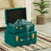 Vintiquewise Decorative Tufted Velvet Suitcase Treasure Chest Set of 2, Green view 2