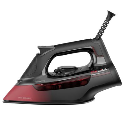 CHI Steam Iron for Clothes, 300+ Holes for Powerful Steaming, Temperature Dial, 1700 Watts, XL 10 Cord, Auto Shutoff, Lava Infused Ceramic Soleplate, Black (13130)