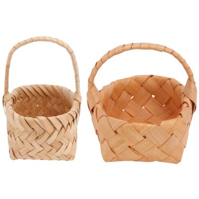 YRHH 2pcs Rattan Basket Handle Gift Basket Rustic Flower Vase Country Style Wedding Party Decoration All Purpose Basket Flowers Plants Bouquet Container