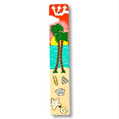 Beach Mezuzah Case Hand Painted  Coastal Judaica Palm Tree Ocean Design  Tropical Jewish Home Decor  Handmade Mezuzah for Beach House, Florida Decor, Housewarming Gift (with Scroll Options)
