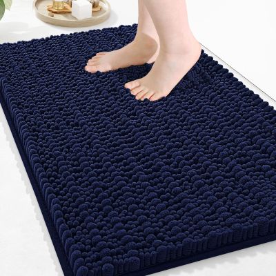 Arotive Luxury Bathroom Rugs 36x24, Extra Soft Thick Absorbent Shaggy Chenille Bath Rugs, Non-Slip Machine Wash Dry, Bath Mats for Bathroom Floor, Tub and Shower, Home Decor Accessories, Navy