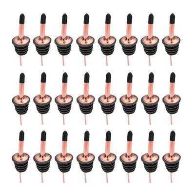 24 Pcs Stainless Steel Liquor Pour Spouts Set, Liquor Bottle Pourers with Rubber Dust Caps for Pours Liquid, Olive Oil, Wine, Vinegar (Rose Gold-24 Pack)