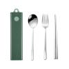 Muka Set of 3 Stainless steel Portable Flatware Set Chopsticks Utensils for Travel/Camping/Work-Green*Silver view 1