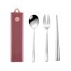 Muka Set of 3 Stainless steel Portable Flatware Set Chopsticks Utensils for Travel/Camping/Work-Pink*Silver view 1
