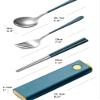 Muka Set of 3 Stainless steel Portable Flatware Set Chopsticks Utensils for Travel/Camping/Work-Pink*Silver view 2