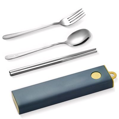 Muka Set of 3 Personalized Portable Utensils with Chopsticks, Spoon & Fork