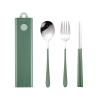 Muka Set of 3 Stainless steel Portable Flatware Set Chopsticks Utensils for Travel/Camping/Work-Green view 1
