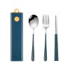 Muka Set of 3 Stainless steel Portable Flatware Set Chopsticks Utensils for Travel/Camping/Work-Blue view 1