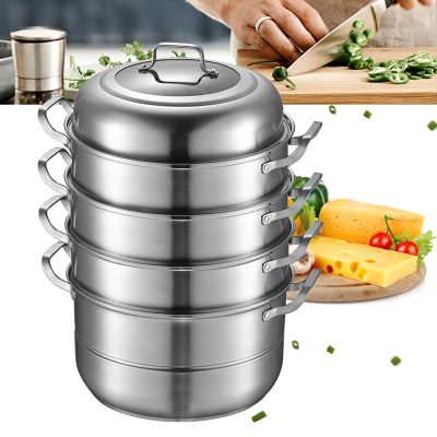 5 Layer Rice Noodle Roll Steamer w/Glass Lid 5 Levels Rice Noodle Roll Steaming Machine Diameter 32cm Stainless Steel Steaming Machine for Families, Chinese Tea Restaurants, Western Restaurants