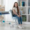chairus Cute Kids Desk Chair Velvet Living Room Accent Armchair Upholstered Teens Vanity Chair with Seashell Back, Adjustable Swivel Children Study Chair for Computer Homework, Blue view 1