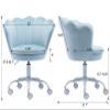 chairus Cute Kids Desk Chair Velvet Living Room Accent Armchair Upholstered Teens Vanity Chair with Seashell Back, Adjustable Swivel Children Study Chair for Computer Homework, Blue view 2
