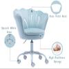 chairus Cute Kids Desk Chair Velvet Living Room Accent Armchair Upholstered Teens Vanity Chair with Seashell Back, Adjustable Swivel Children Study Chair for Computer Homework, Blue view 4