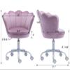 chairus Cute Kids Desk Chair Velvet Living Room Accent Armchair Upholstered Teens Vanity Chair with Seashell Back, Adjustable Swivel Children Study Chair for Computer Homework, Purple view 2