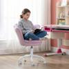 chairus Cute Kids Desk Chair Velvet Living Room Accent Armchair Upholstered Teens Vanity Chair with Seashell Back, Adjustable Swivel Children Study Chair for Computer Homework, Purple view 3