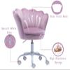 chairus Cute Kids Desk Chair Velvet Living Room Accent Armchair Upholstered Teens Vanity Chair with Seashell Back, Adjustable Swivel Children Study Chair for Computer Homework, Purple view 4