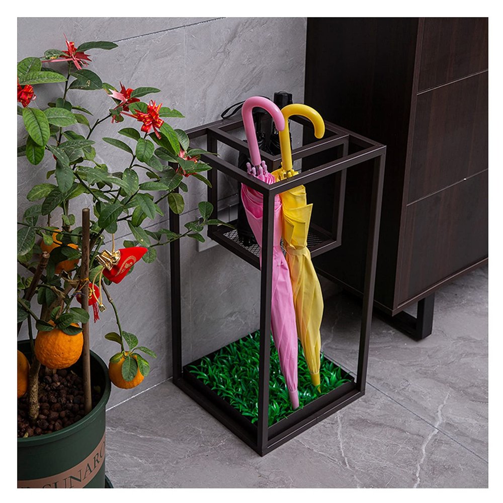 Umbrella Rack Hua Creative Metal Wrought Iron Umbrella Stand, Umbrella Storage Rack for Home Business Hotel Lobby, Large Capacity, with Drip Tray, 30x30x60cm