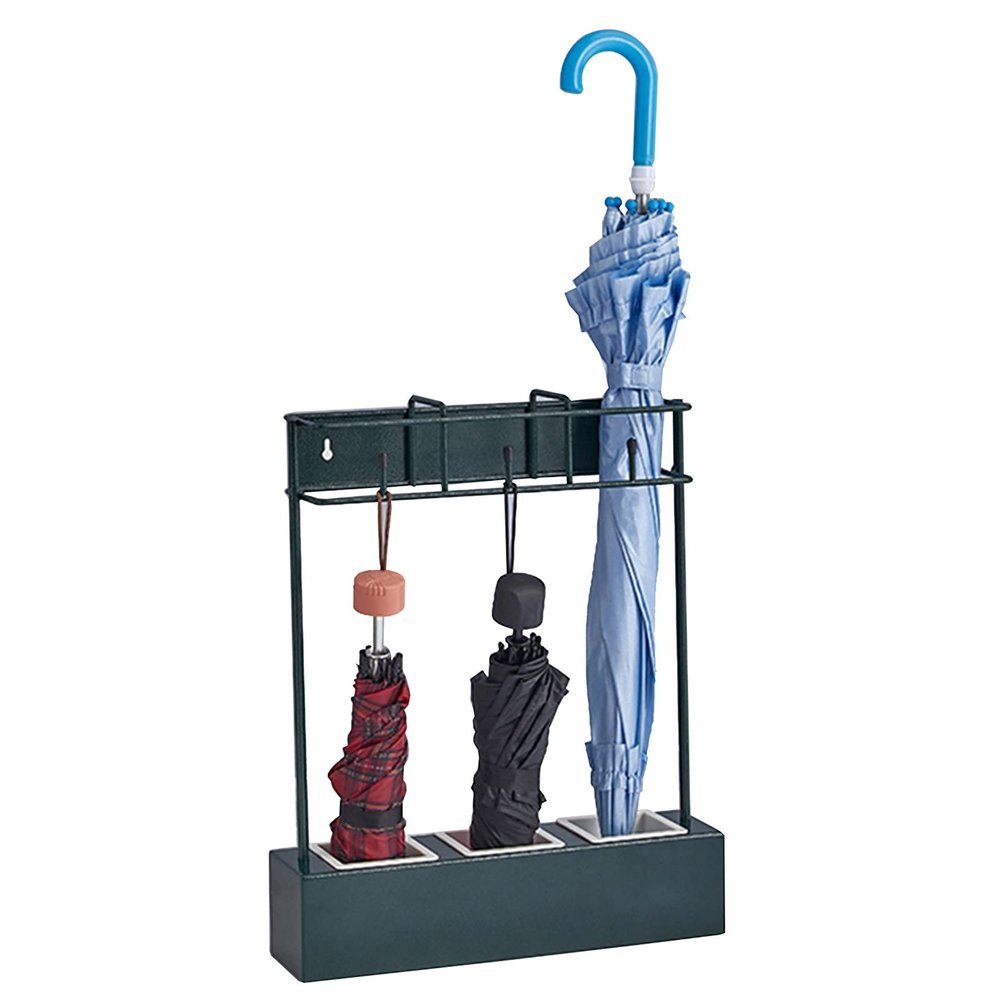 Umbrella Racks Punch-Free Wall-Mounted Umbrella Stand Holder, Space-Saving Home Office Hotel Wall-Mounted Umbrella Storage Rack, Black Green (Color : Green)