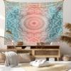 Ambesonne Coral and Teal Tapestry, Modern Tribal Mandala Tibetan Healing Motif with Floral Geometric Ombre Art, Fabric Wall Hanging Decor for Bedroom Living Room Dorm, 45" X 30", Coral Teal view 1