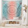 Ambesonne Coral and Teal Tapestry, Modern Tribal Mandala Tibetan Healing Motif with Floral Geometric Ombre Art, Fabric Wall Hanging Decor for Bedroom Living Room Dorm, 45" X 30", Coral Teal view 2
