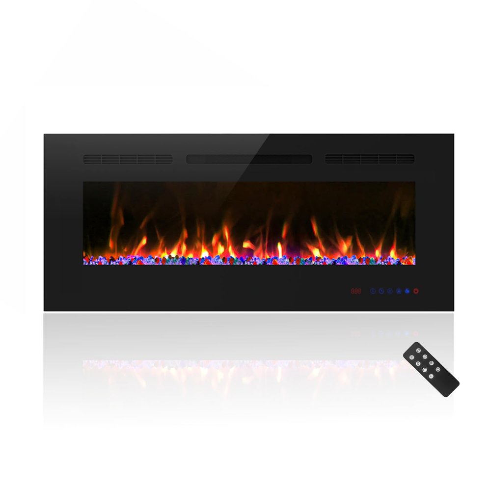 Cheerway 42 inch Electric Fireplace with Heater, Wall Mounted & Recessed Electric Fireplace Insert, Linear Wall Fireplace w/Thermostat, 1313 Flame Color, Remote & Touch Control w/Timer, 750W/1500W