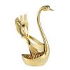 AnSaw Elegant Swan Base Holder Set with 10 pcs Gold Leaf 4.7" Stainless Steel Mini Forks for Appetizer, Fruit, Dessert, Cake & Salad view 3
