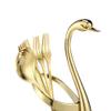 AnSaw Elegant Swan Base Holder Set with 10 pcs Gold Leaf 4.7" Stainless Steel Mini Forks for Appetizer, Fruit, Dessert, Cake & Salad view 4