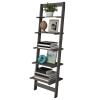 5-Tier Ladder Shelf - 50-Inch Narrow Leaning Bookshelf - Wooden Bookcase for Living Room, Bathroom, Kitchen, Office, or Bedroom Furniture by Lavish Home (Gray) view 1