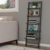 5-Tier Ladder Shelf - 50-Inch Narrow Leaning Bookshelf - Wooden Bookcase for Living Room, Bathroom, Kitchen, Office, or Bedroom Furniture by Lavish Home (Gray) view 2