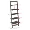 5-Tier Ladder Shelf - 50-Inch Narrow Leaning Bookshelf - Wooden Bookcase for Living Room, Bathroom, Kitchen, Office, or Bedroom Furniture by Lavish Home (Gray) view 3
