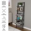 5-Tier Ladder Shelf - 50-Inch Narrow Leaning Bookshelf - Wooden Bookcase for Living Room, Bathroom, Kitchen, Office, or Bedroom Furniture by Lavish Home (Gray) view 4