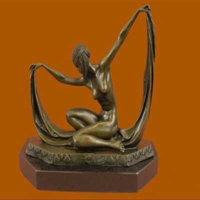 C.MIRVAL Solid Bronze Sculpture. Abstract Art Deco Statue Modern Marble Figurine