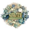 Artisan Home is where the Beach is Beach, Coastal, Tropical Wreath with Nautical Rope, Starfish, and Sea Shells view 1