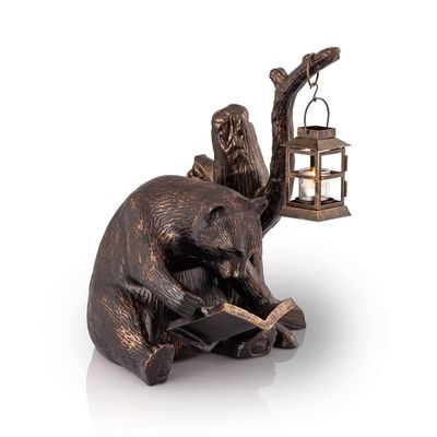 SPI Home Book Lover Bear Garden Lantern Candle Holder Statue 19.5 Inches High Outdoor Dcor