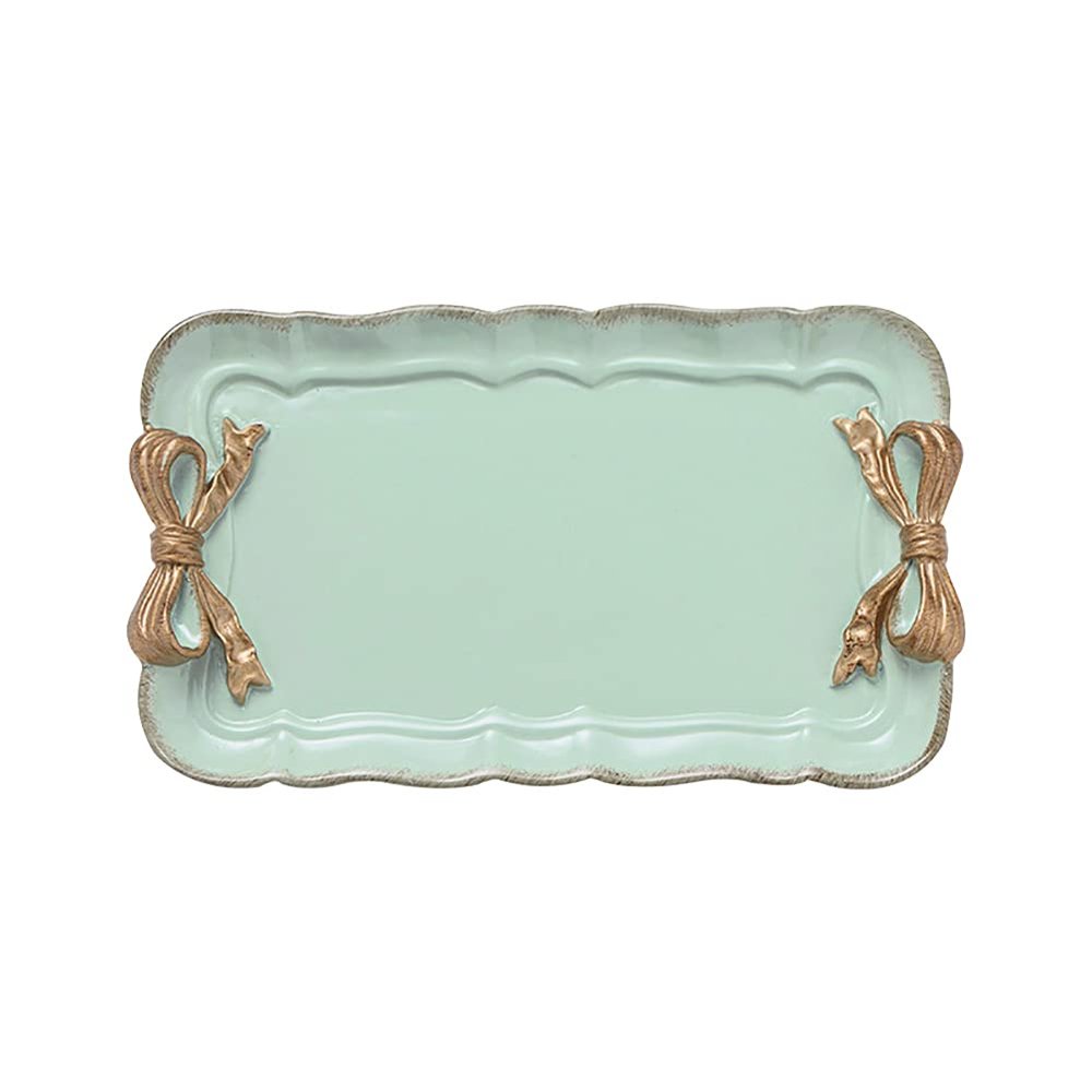 ccHuDE Cute Bowknot Resin Towel Tray Jewelry Display Tray Dish Serving Plate Fruit Trays Trinket Display Trays Green