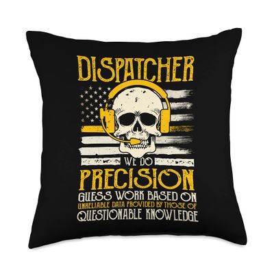 911 Dispatcher Precision Guess Work Flag Thin Yellow Line Throw Pillow