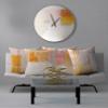 Conscious State Wall Clock | White, Gold, Tangerine, Salmon, Beige Abstract Decor (23" x 23") view 4