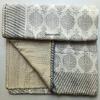 Grey Handblock Print Cotton Handmade Hand block Quilted Blanket Indian Cottodspread Kantha Indigo Print Beork Bohemian Bed Decor Block Throw Blanket Twin/King/Queen (Queen 90X108 inches (6)) view 2